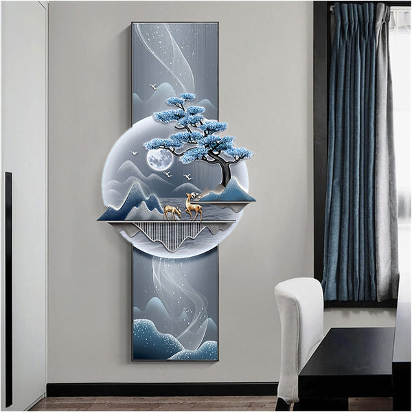 Japanese Inspired Zen Golden Deer Wall Light with LED Lights and Remote Control