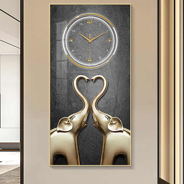 Modern Luxury LED Wall Clock with Elephant Art