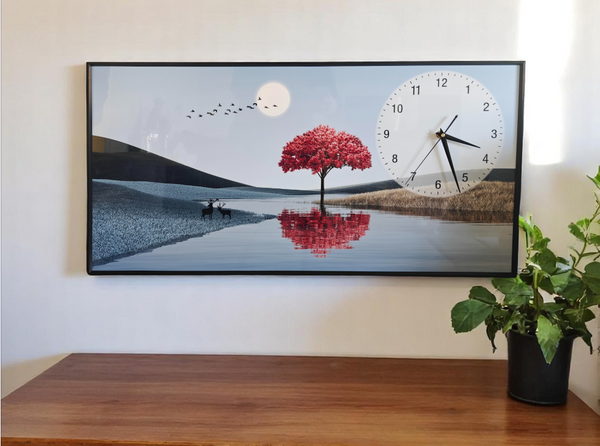 Autumn Tree Black Framed Wall Clock